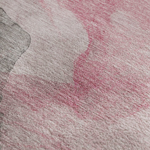 8' X 10' Blush And Gray Abstract Washable Area Rug With UV Protection