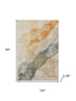 8' X 10' Orange And Gray Abstract Washable Area Rug With UV Protection