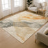 8' X 10' Orange And Gray Abstract Washable Area Rug With UV Protection