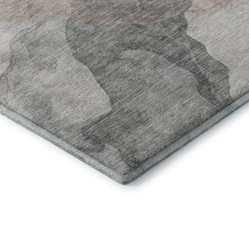 5' X 8' Salmon And Gray Abstract Washable Area Rug With UV Protection