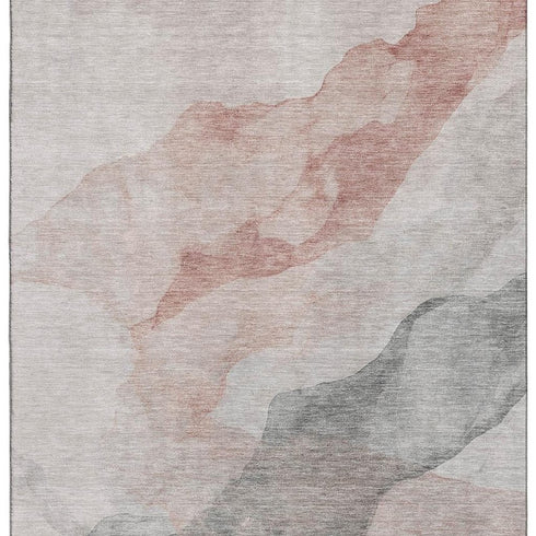 5' X 8' Salmon And Gray Abstract Washable Area Rug With UV Protection