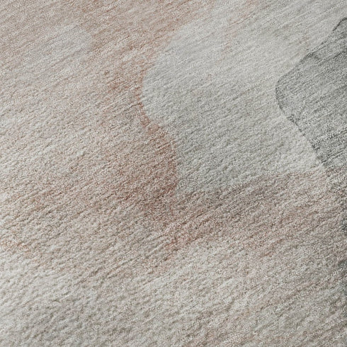 5' X 8' Salmon And Gray Abstract Washable Area Rug With UV Protection