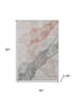 5' X 8' Salmon And Gray Abstract Washable Area Rug With UV Protection
