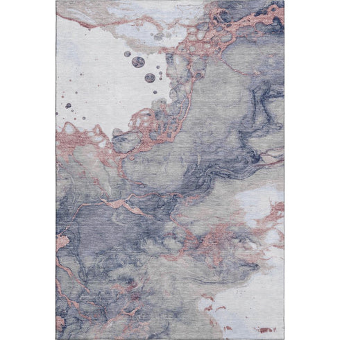 5' X 8' Blush And Gray Abstract Washable Area Rug With UV Protection