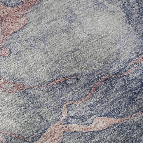 8' X 10' Blush And Gray Abstract Washable Area Rug With UV Protection