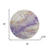 8' Purple And Gold Abstract Washable Round Rug With UV Protection