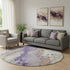 8' Purple And Gold Abstract Washable Round Rug With UV Protection