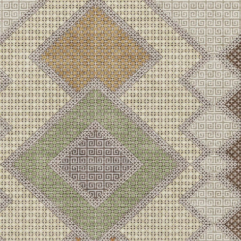 5' X 8' Brown And Copper Geometric Washable Area Rug With UV Protection