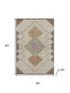 5' X 8' Brown And Copper Geometric Washable Area Rug With UV Protection