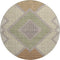 8' Brown And Copper Geometric Washable Round Rug With UV Protection
