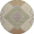 8' Brown And Copper Geometric Washable Round Rug With UV Protection
