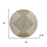 8' Brown And Copper Geometric Washable Round Rug With UV Protection