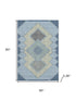 5' X 8' Denim Blue And Gray Geometric Washable Area Rug With UV Protection