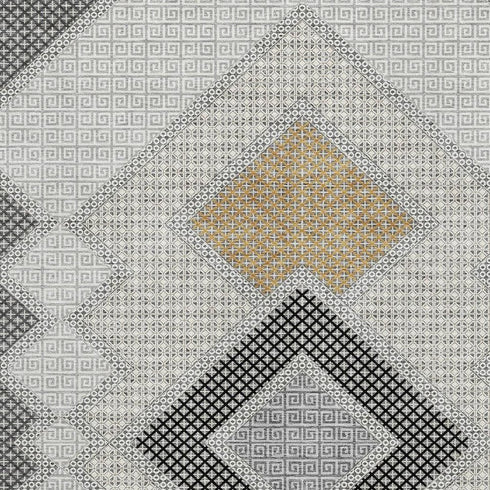 8' X 10' Gray And Charcoal Geometric Washable Area Rug With UV Protection