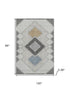 8' X 10' Gray And Charcoal Geometric Washable Area Rug With UV Protection