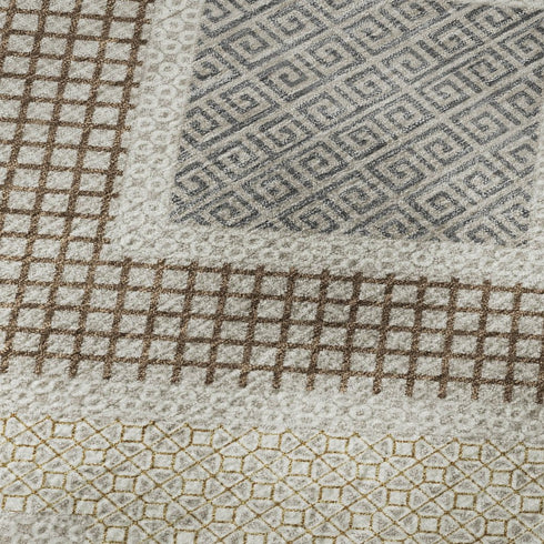 8' X 10' Pewter And Copper Geometric Washable Area Rug With UV Protection
