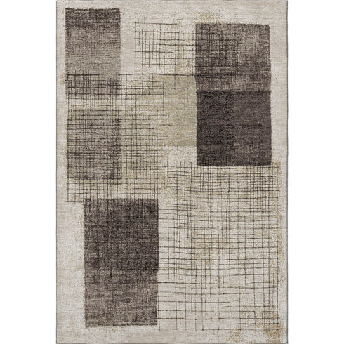 5' X 8' Brown And Taupe Geometric Washable Area Rug With UV Protection