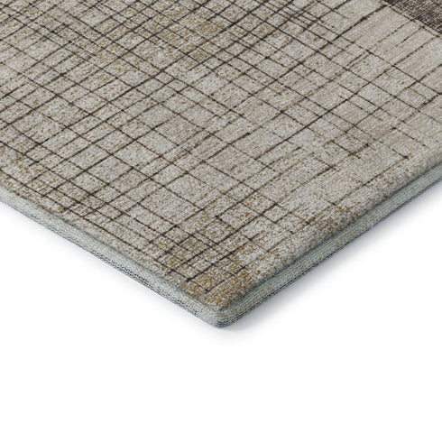 8' X 10' Brown And Taupe Geometric Washable Area Rug With UV Protection