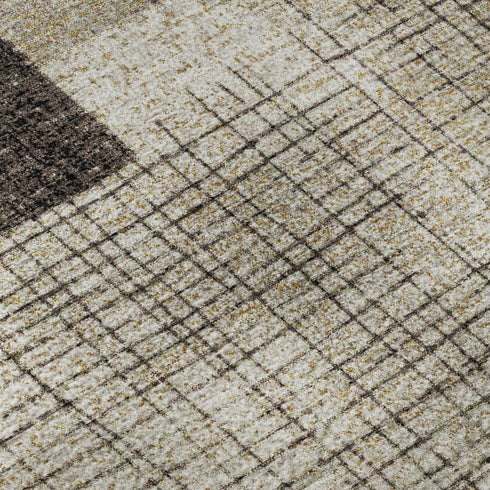 8' X 10' Brown And Taupe Geometric Washable Area Rug With UV Protection