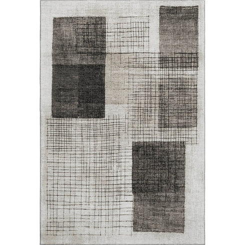 9' X 12' Ivory And Gray Geometric Washable Area Rug With UV Protection