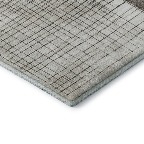 9' X 12' Ivory And Gray Geometric Washable Area Rug With UV Protection