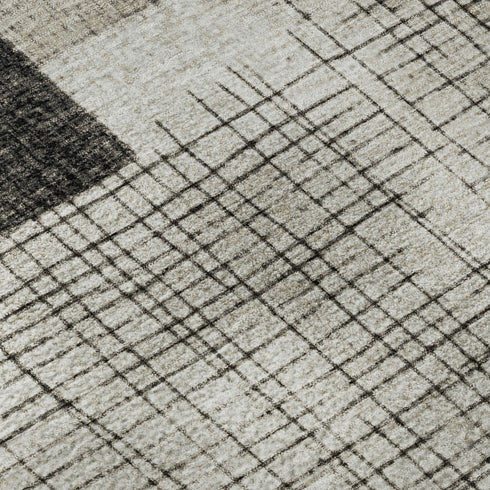 9' X 12' Ivory And Gray Geometric Washable Area Rug With UV Protection