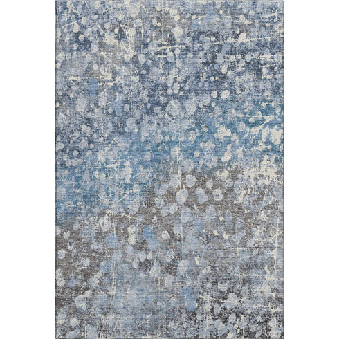 5' X 8' Blue And Gray Abstract Washable Area Rug With UV Protection