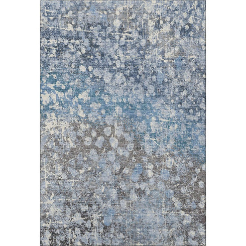 5' X 8' Blue And Gray Abstract Washable Area Rug With UV Protection