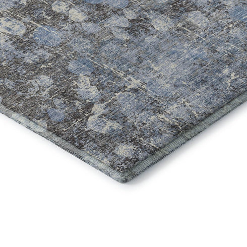 5' X 8' Blue And Gray Abstract Washable Area Rug With UV Protection