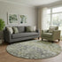8' Olive Green And Gray Abstract Washable Round Rug With UV Protection