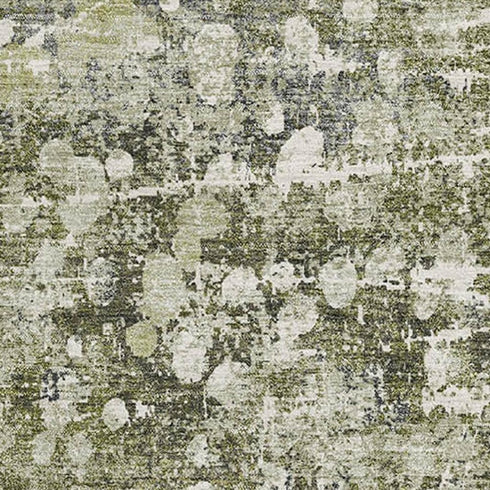 9' X 12' Olive Green And Gray Abstract Washable Area Rug With UV Protection