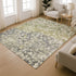 9' X 12' Olive Green And Gray Abstract Washable Area Rug With UV Protection