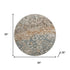 8' Light Taupe And Brown Abstract Washable Round Rug With UV Protection