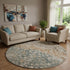 8' Light Taupe And Brown Abstract Washable Round Rug With UV Protection