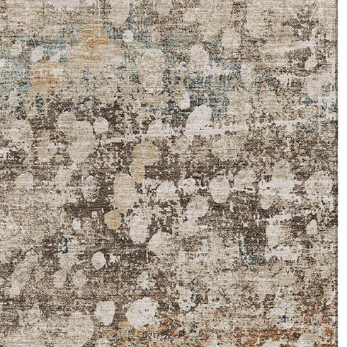 8' X 10' Light Taupe And Brown Abstract Washable Area Rug With UV Protection