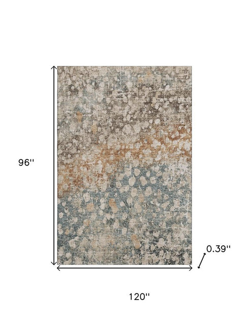 8' X 10' Light Taupe And Brown Abstract Washable Area Rug With UV Protection
