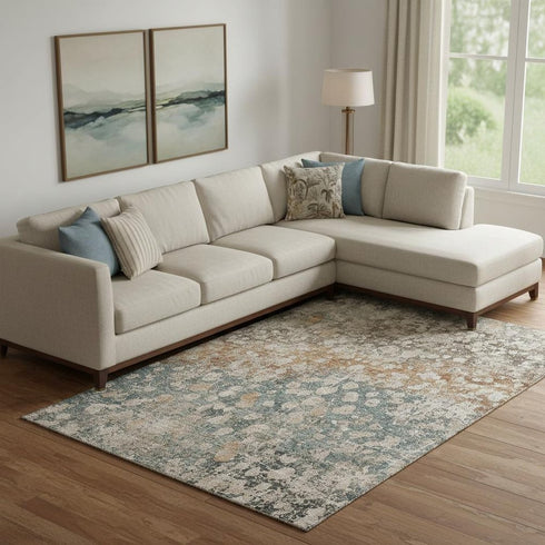 8' X 10' Light Taupe And Brown Abstract Washable Area Rug With UV Protection