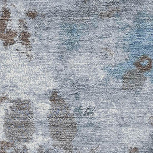 5' X 8' Brown And Blue Abstract Washable Area Rug With UV Protection