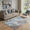 5' X 8' Brown And Blue Abstract Washable Area Rug With UV Protection
