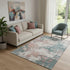 5' X 8' Coral And Teal Abstract Washable Area Rug With UV Protection