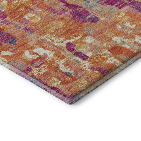 5' X 8' Blush And Teal Abstract Washable Area Rug With UV Protection