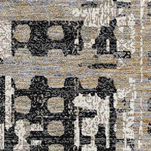 5' X 8' Black And Gray Geometric Washable Area Rug With UV Protection