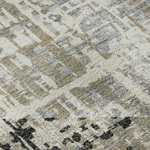 5' X 8' Black And Gray Geometric Washable Area Rug With UV Protection