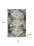 5' X 8' Black And Gray Geometric Washable Area Rug With UV Protection