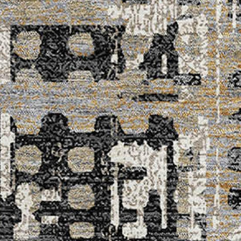 8' X 10' Black And Gray Geometric Washable Area Rug With UV Protection