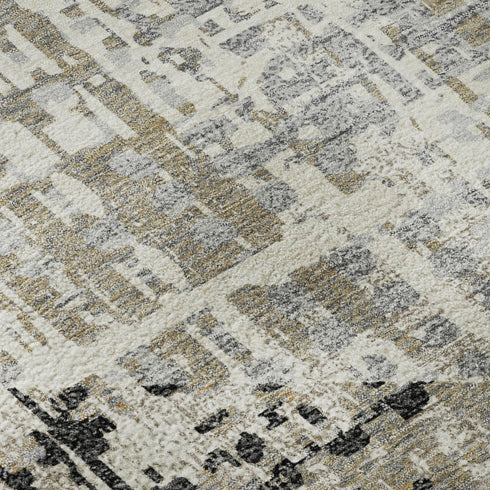8' X 10' Black And Gray Geometric Washable Area Rug With UV Protection