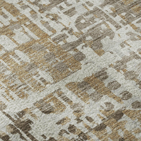 5' X 8' Brown And Beige Geometric Washable Area Rug With UV Protection