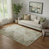 5' X 8' Fern Green And Beige Geometric Washable Area Rug With UV Protection