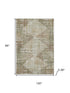 8' X 10' Fern Green And Beige Geometric Washable Area Rug With UV Protection