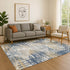 8' X 10' Navy Blue And Beige Geometric Washable Area Rug With UV Protection